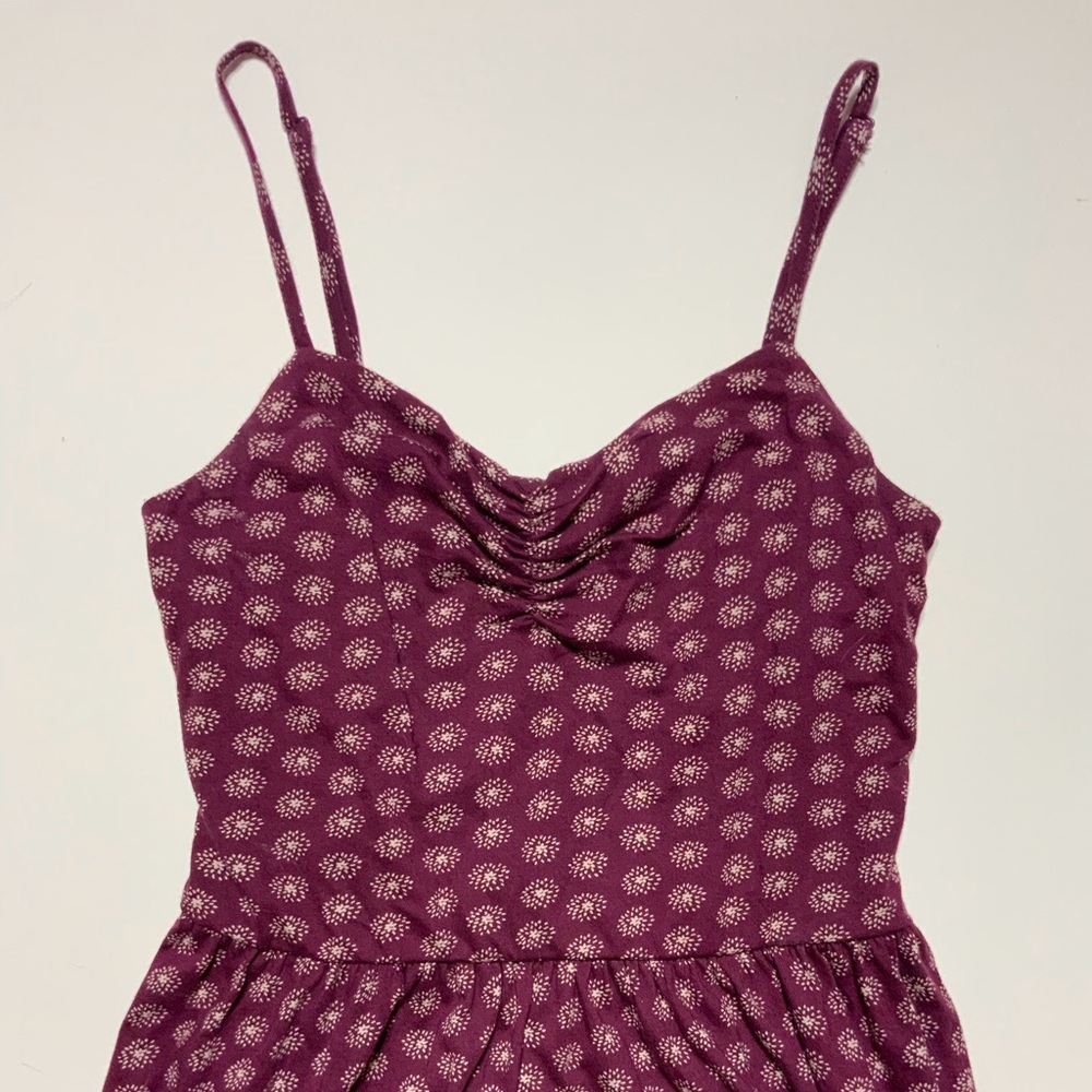 XS LOFT Sundress- Purple and Cream with print.
